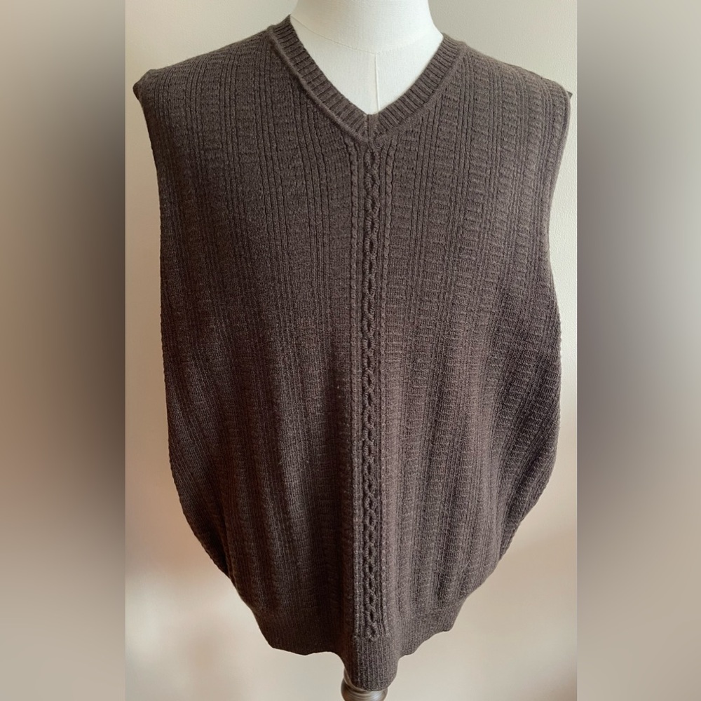 Claiborne Brown Wool Sweater Vest
